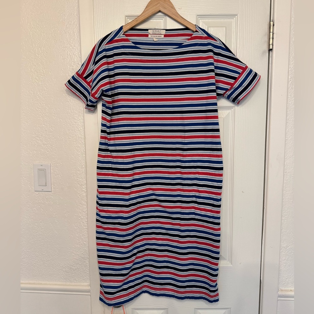 Seasalt Cornwall Sailor Red and Blue Stripes T-Shirt Dress